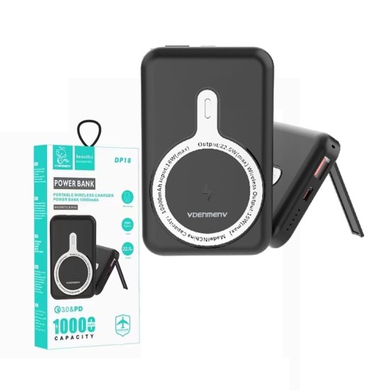 Denmen Power Bank DP18 USB+Wireless Charging 15w 10000mAh Black Denmen Power Bank DP18 USB+Wireless Charging 15w 10000mAh Black
